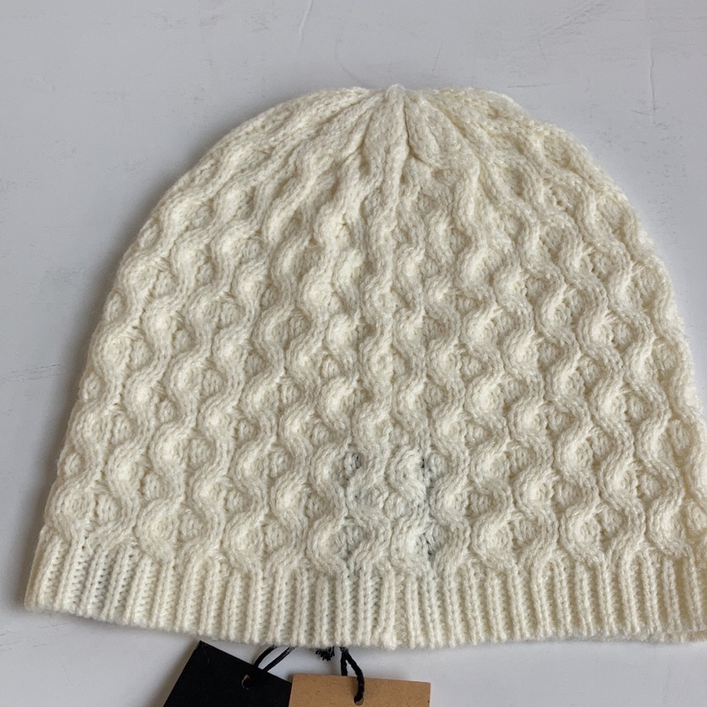 Frye off white cable knit beanie winter hat - Picture 3 of 7